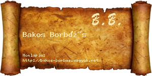 Bakos Borbás névjegykártya